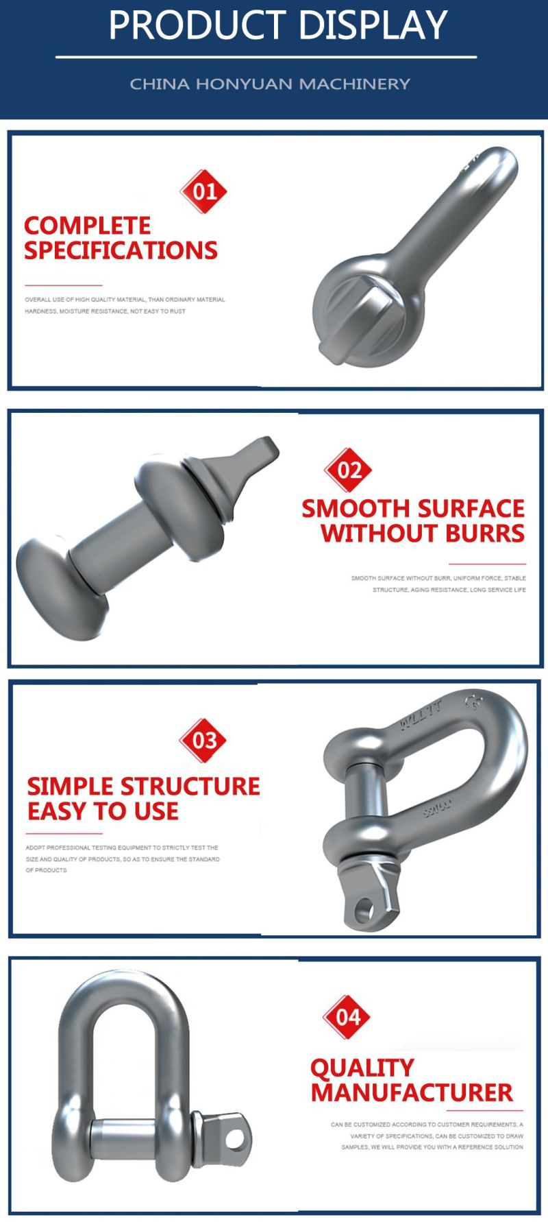 Hot DIP Galvanized G2150/2130 Safety Bolt Dee Shackle