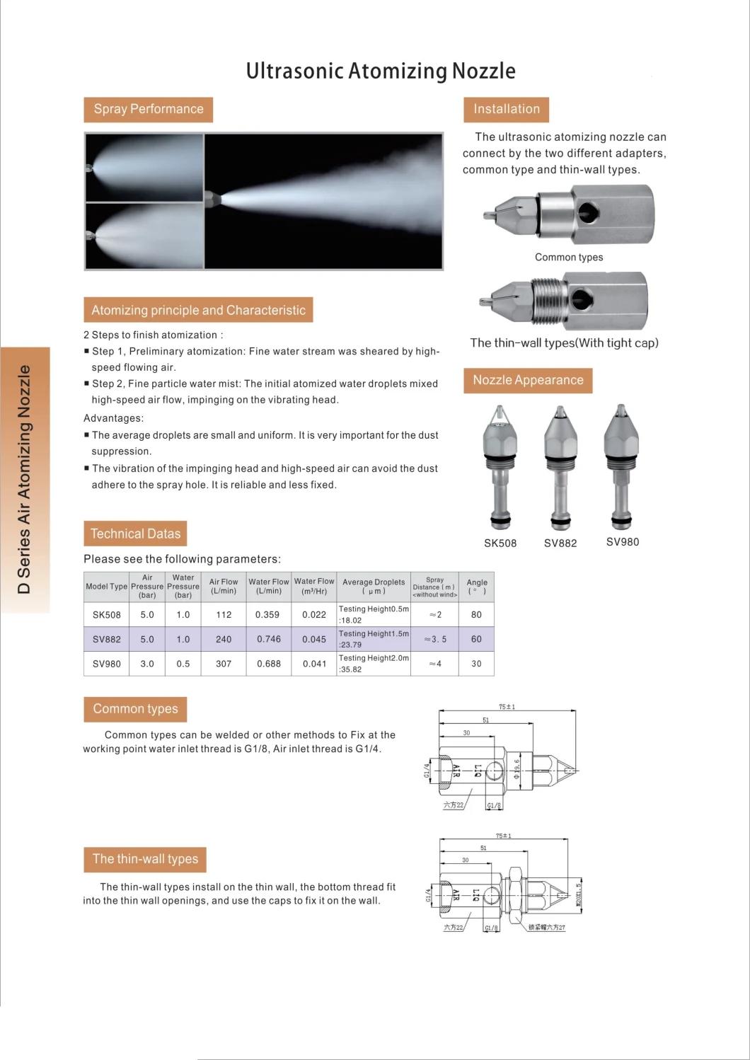 2021 Wholesale Ultrasonic Spray Shaping Nozzle for Industrial Humidifier