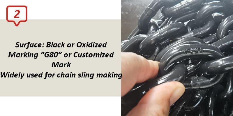 Heavy Duty 6mm 8mm 10mm 12mm 16mm 20mm Black Color Steel Welded G80 Lifting Steel Chain for Sale