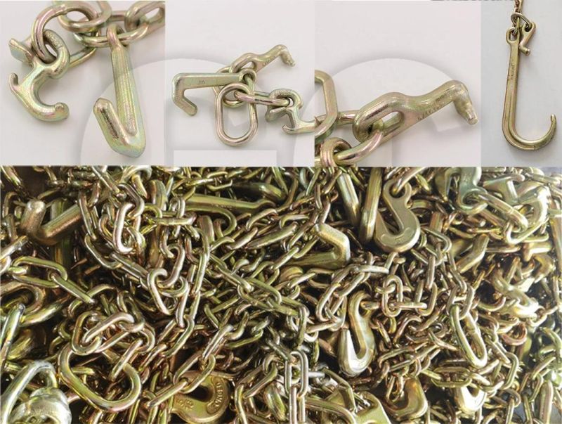 Factory Grade 70 Grade 80 Yellow Zinc Plated Binder Chain with Clevis Hook