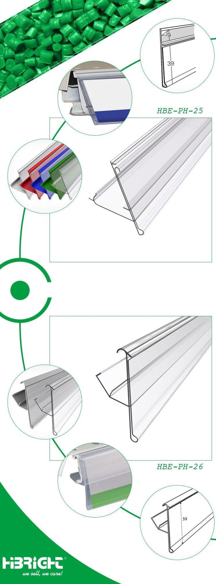 Supermarket Plastic PVC Price Tag Holder for Glass Shelf