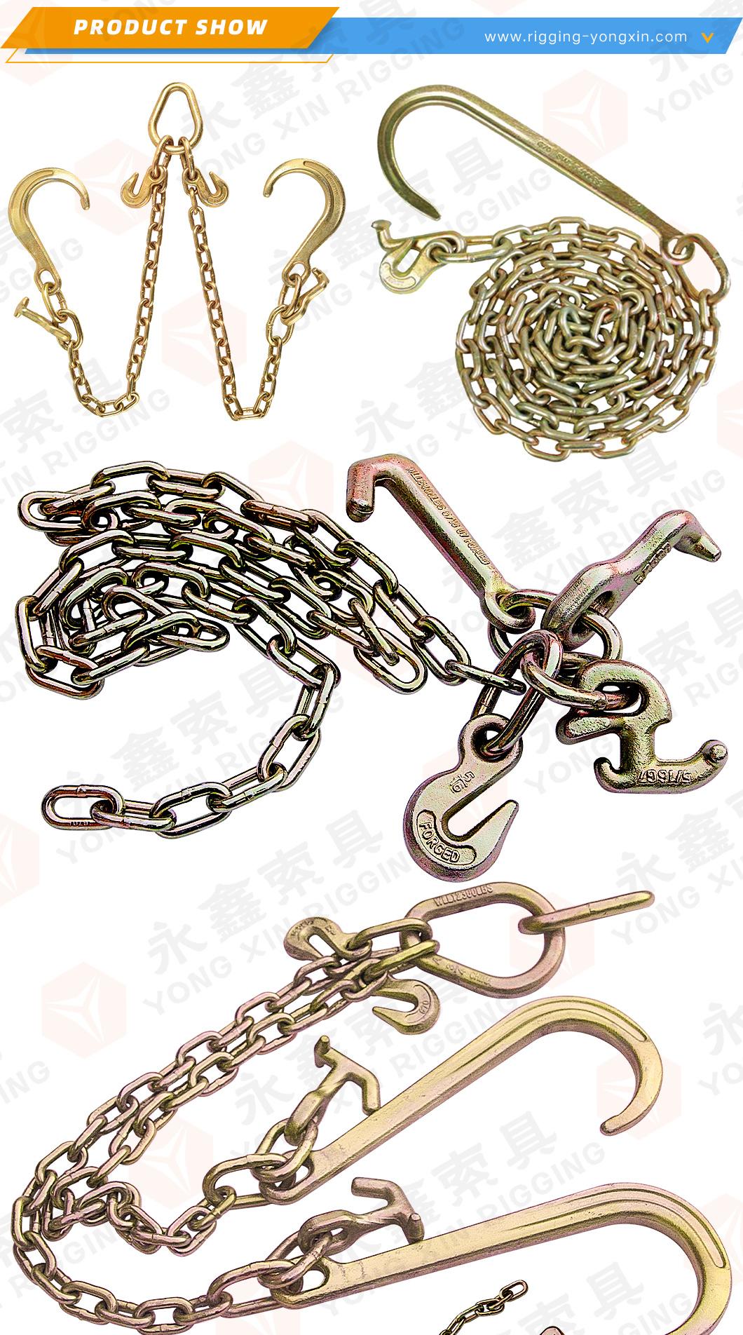 5/16" 3/8" Tow Chains with J-Hook T Hooks Pear Link Grab Hooks
