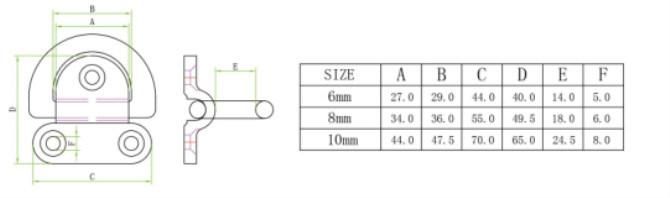 304 316 Stainless Steel Folding Pad Eye Plate