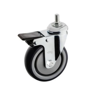 5 Inh TPR Swivel Screw with Brake Castor Wheel