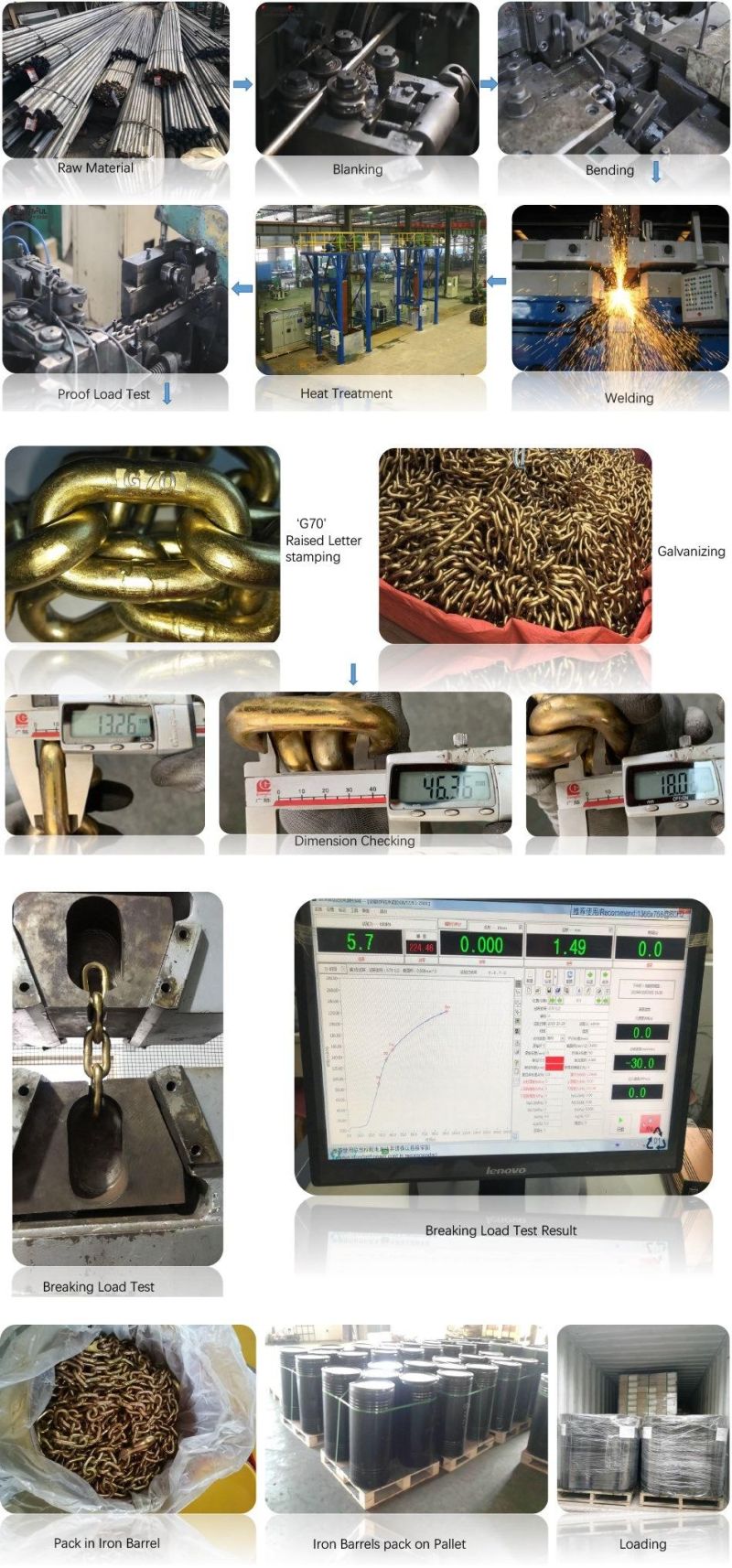 Rigging Forged Hardware G70 Chain Grade Galvanized Alloy Double Hook Chain R-T-J Shape Combination