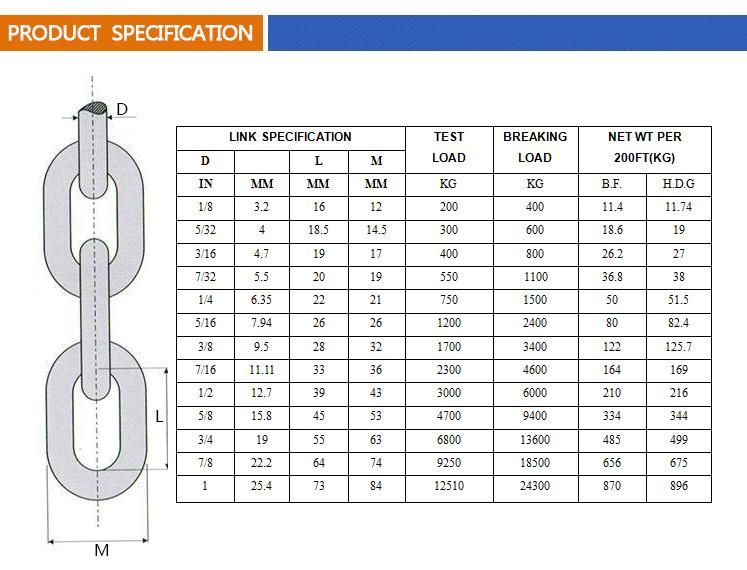 Wholesale Steel Chain Link Eg Ordinary Medium Link Chain