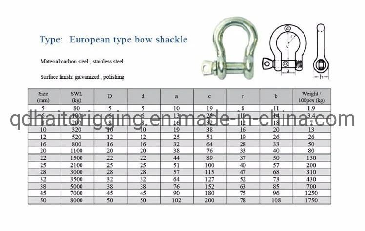 AISI316 G2150 Us Type Bow Shackle From China