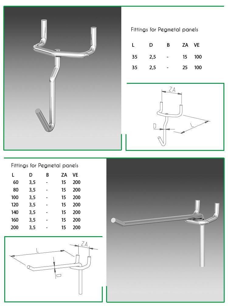 Wholesale Double Wire Hook Retail Metal Pegboard Hook