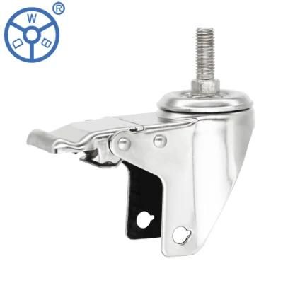 Wbd 3 4 5 Inch 75mm Stainless Steel Swivel Thread Stem Brake Medium Duty Industrial Caster Wheel Bracket Fork Housing