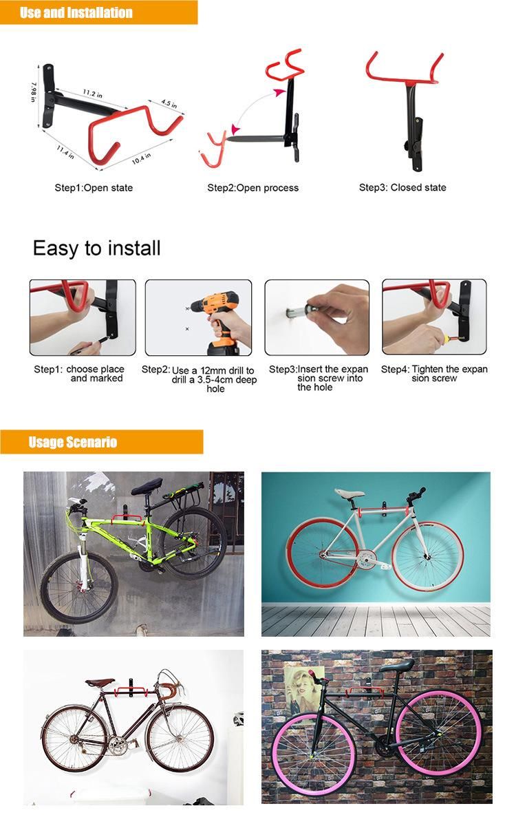 Steel Indoor Bike Stand Rack Hanger Aluminum Wall Mount Storage