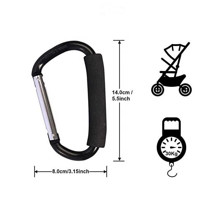 Large Aluminum D-Style Carabiner Carry Handle with Sponge for Shopping Bags