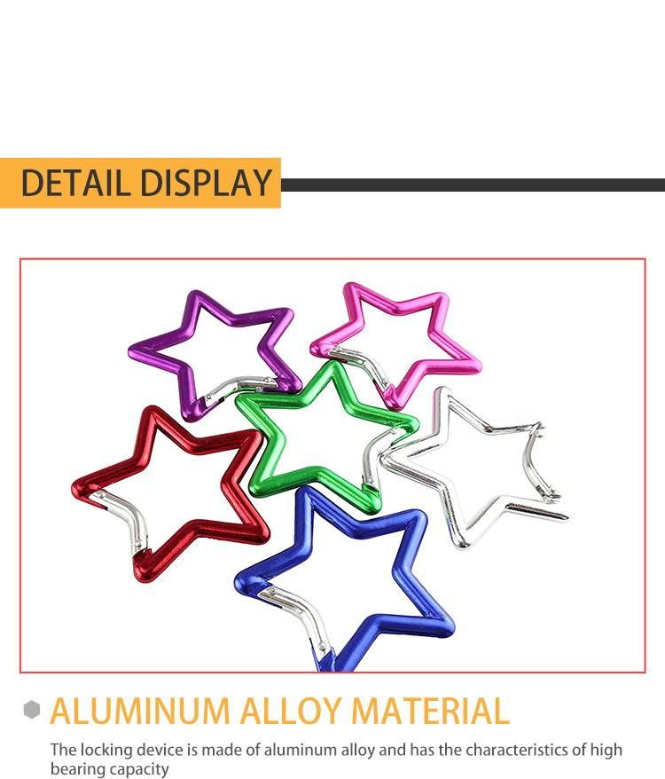 Factory Hot Sale Custom Logo 65mm Colorful Aluminum Alloy Star Shaped Carabiner