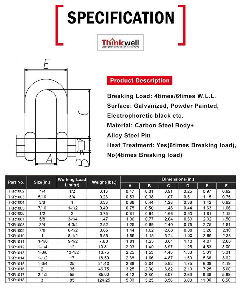 Bolt Shackle with Nut G2150 Dee Shackles