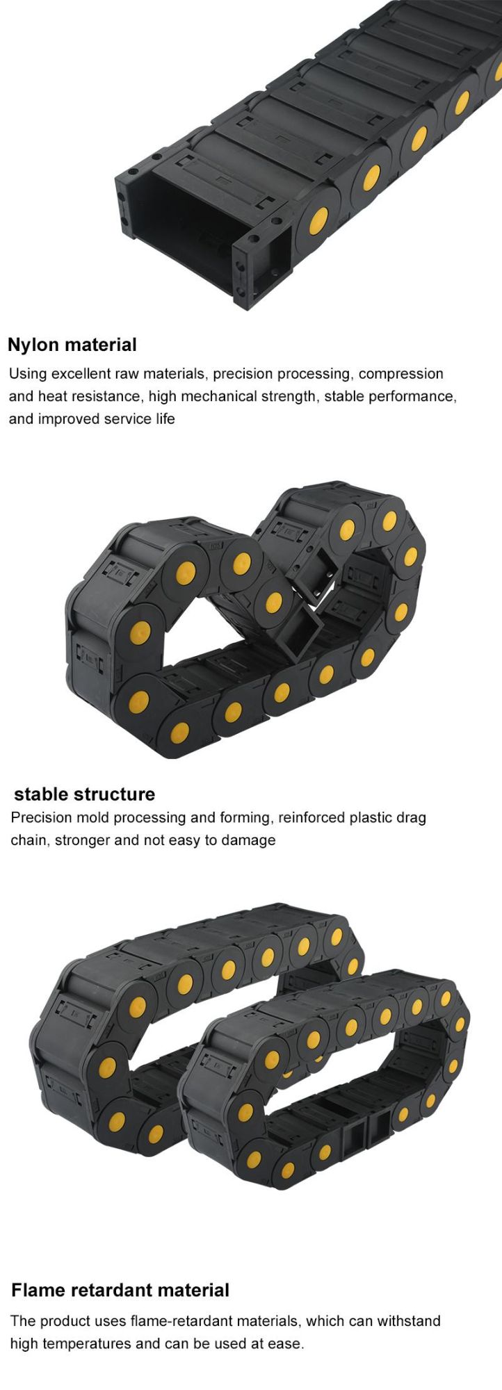 Enclosed Wire Transmission Carrier Nylon Drag Chain, Used for CNC Milling Machine Cable Trough Nested Carrier End Connector