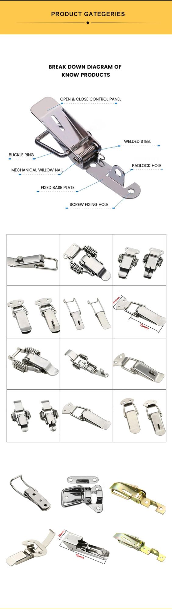 Stainless Steel Sef Lock Toggle Fasteners Draw Latch