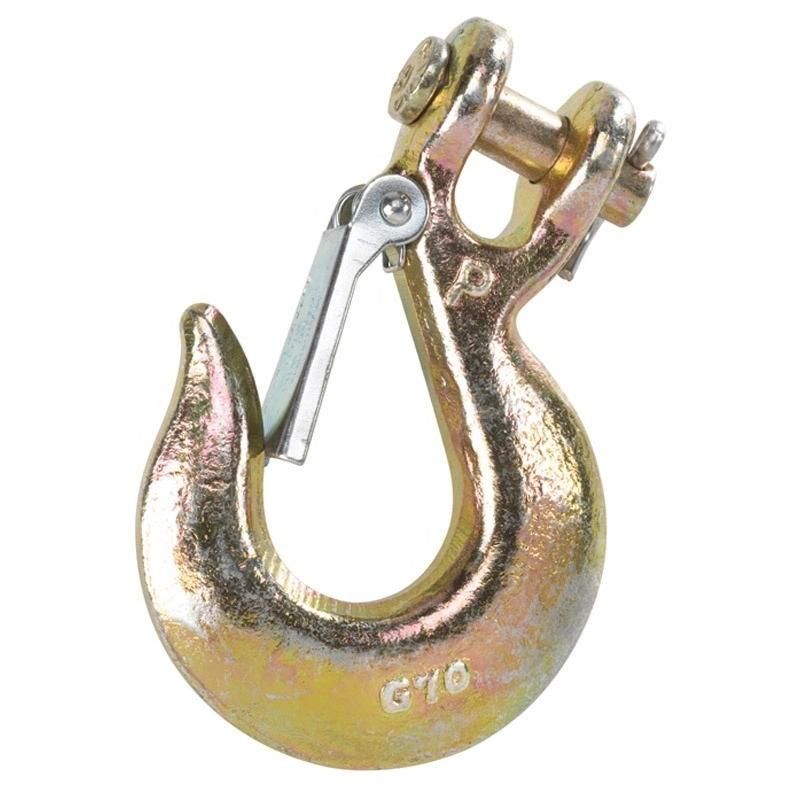 G70 Zinc Plated Crane Lifting Drop Forged Eye Grab Hook with Safety Latch