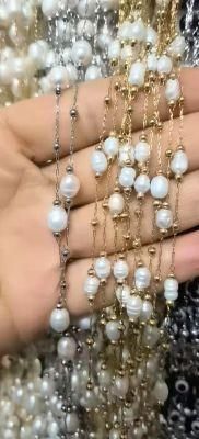 Fancy Pearls Stainless Steel Metal Chains for Garment Jewelry Fittings