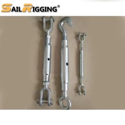 DIN1478 Galvanized Hook Eye Jaw Plate Closed Pipe Body Turnbuckle for Wire Rope