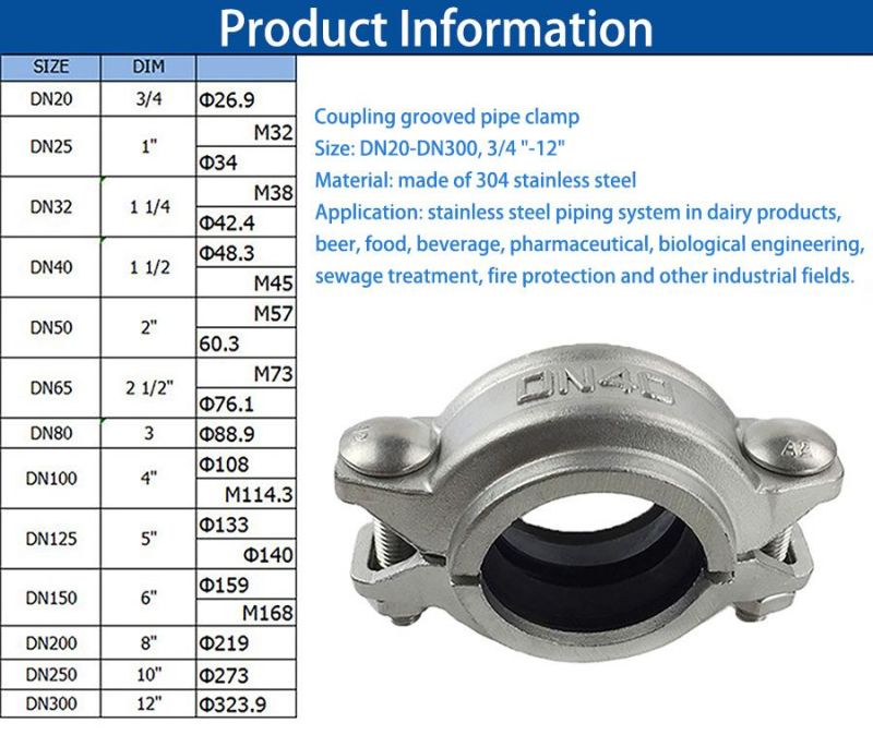 304 Stainless Steel Grooved Coupling Fitting