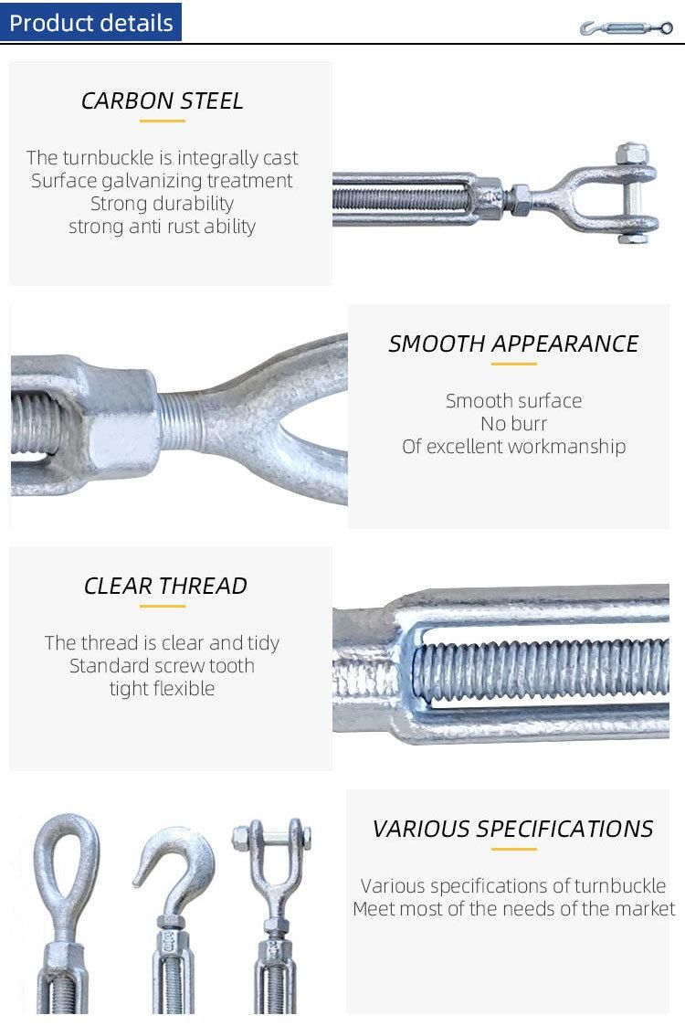 Lisheng Galvanized Hook Eye Heavy Duty 3/4"*9" Us Type Stainless Steel Turnbuckle