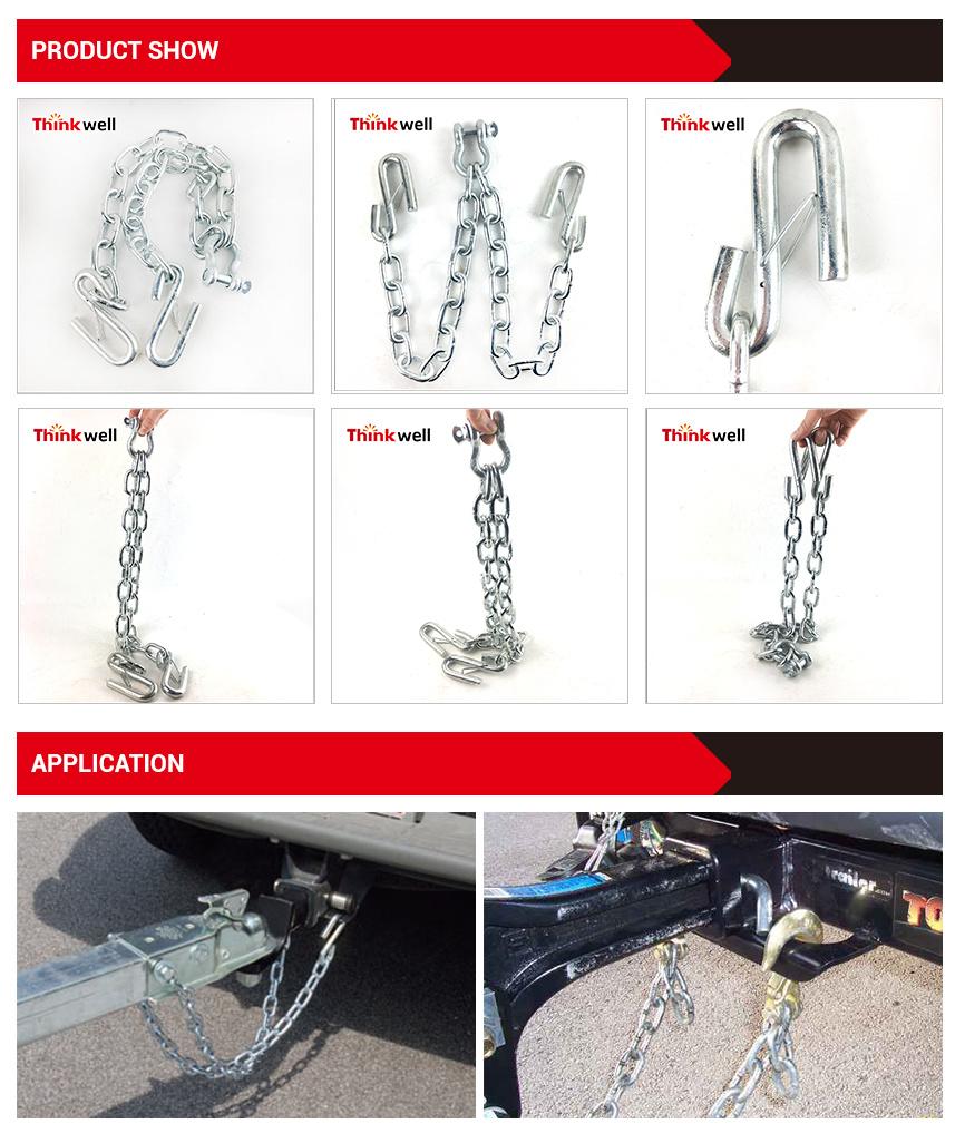 Zinc Plating G30 Tow safety Chain with Spring Clips