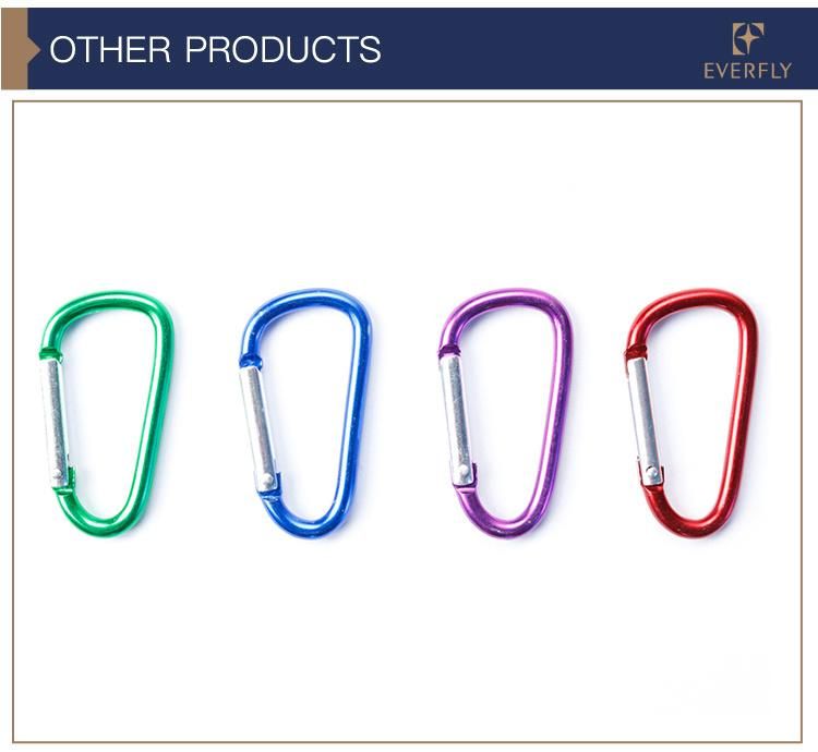 China Factory Wholesale Fashion Metal D Shape Keychain, Key Ring Aluminium Carabiner Clip