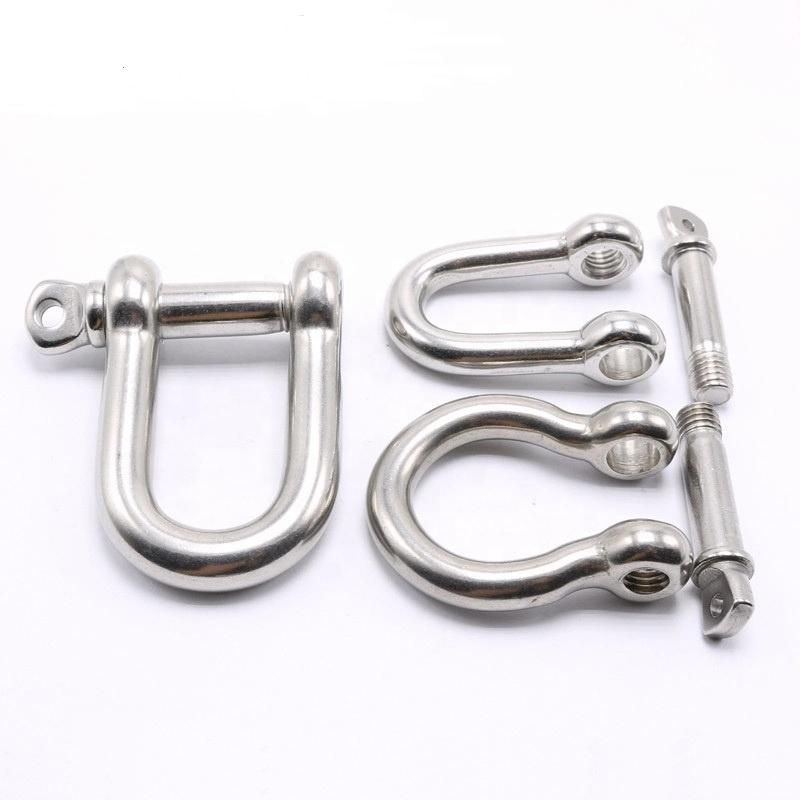 Stainless Steel 304 316 Rigging Hardware Screw Pin U Shaped D Shackle Fitting Shackle Bow Shackle