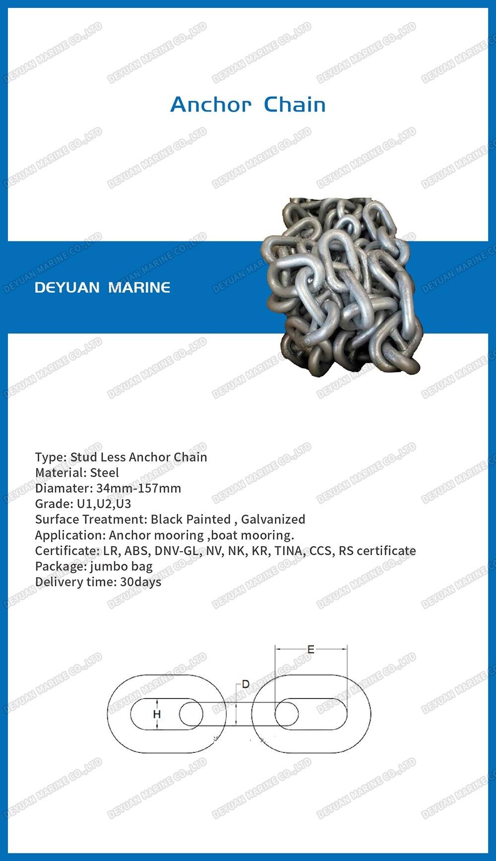 ISO Standard Marine Stud Less Anchor Chain