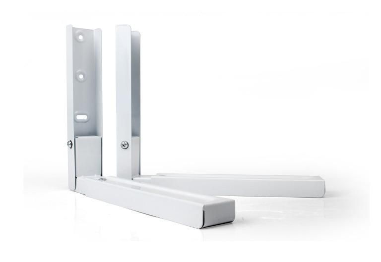 White Color 250*300/465*1.5mm Microwave Oven Wall Custom Metal Shelf Folding Brackets