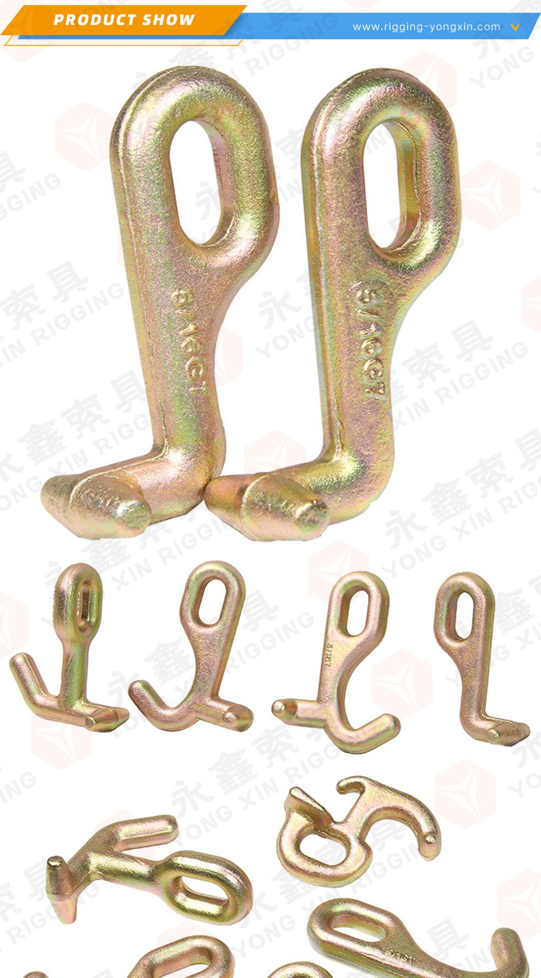 Factory Standard 5/16" Grade 70 G70 Forged 4700 Lbs 15inch Towing J-Hooks, 4inch J and T-Hook Towing Chain Bridle Rtj Clusters