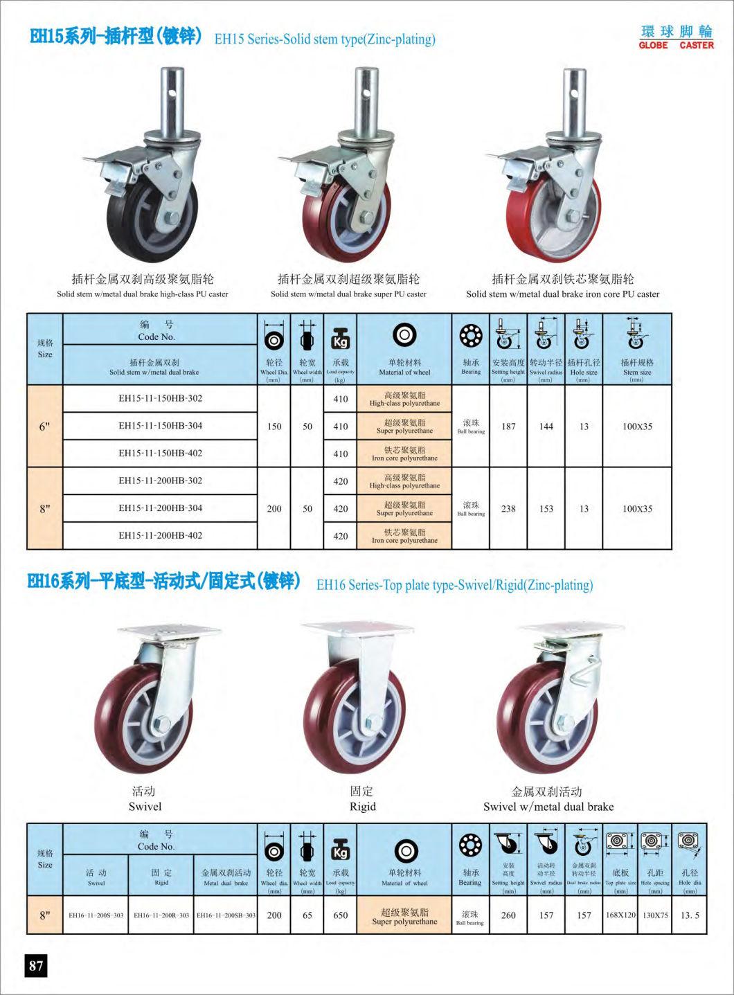 Heavy Duty PU Top Plate Fixed Caster Wheel (red)