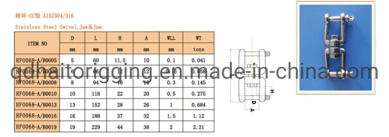 Stainless Steel 304/316 Swivel Hook with Ce