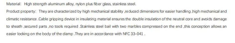 Aluminium Strain Clamp to Hang ABC Cable