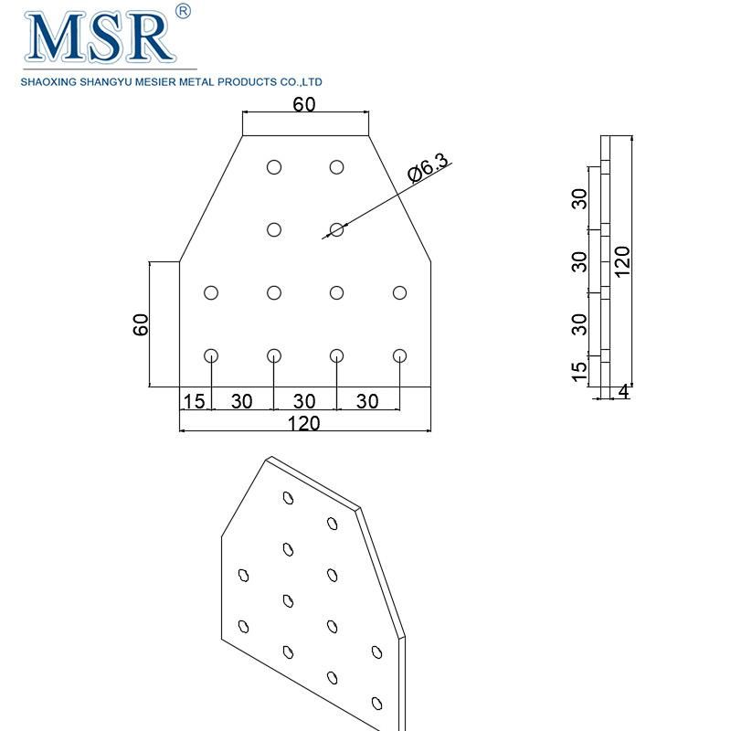 Msr 12 Hole Tee Joining Plate Corner Bracket for Aluminum Profile