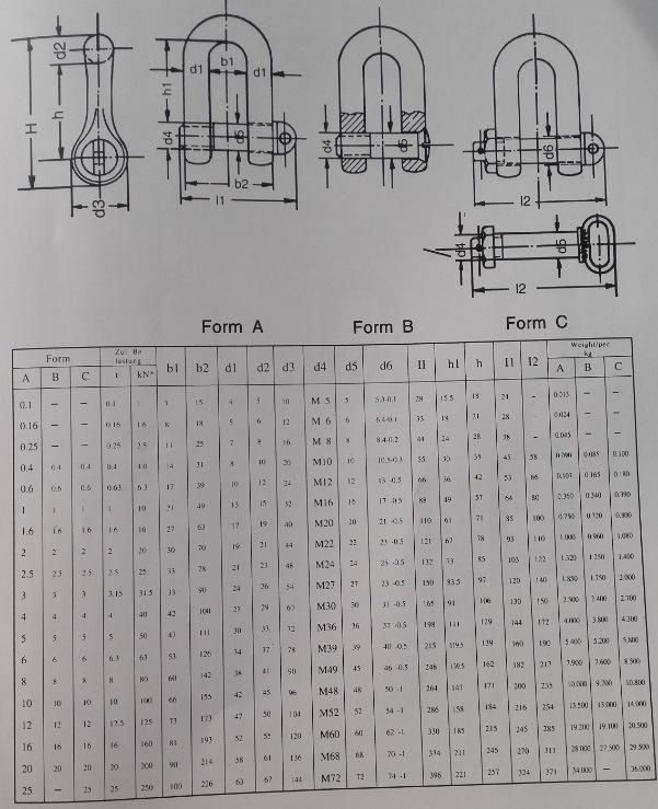 Galvanized DIN82101 D Shackle with Form a Screw Pin