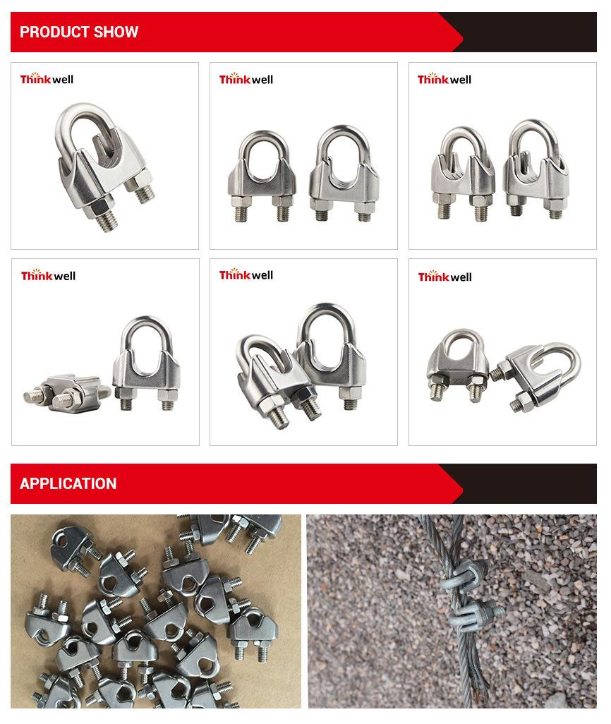 304/316 Ss Us Type Fastener Wire Rope Clip