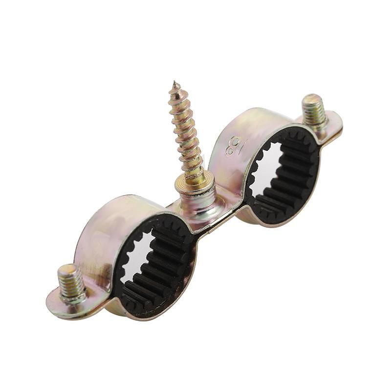 M7 Light Double Pipe Clamp with Inner Rubber Yellow Zinc