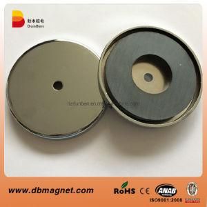 Strong Permanent Ferrite Shallow Pot Magnet with Metal Coat