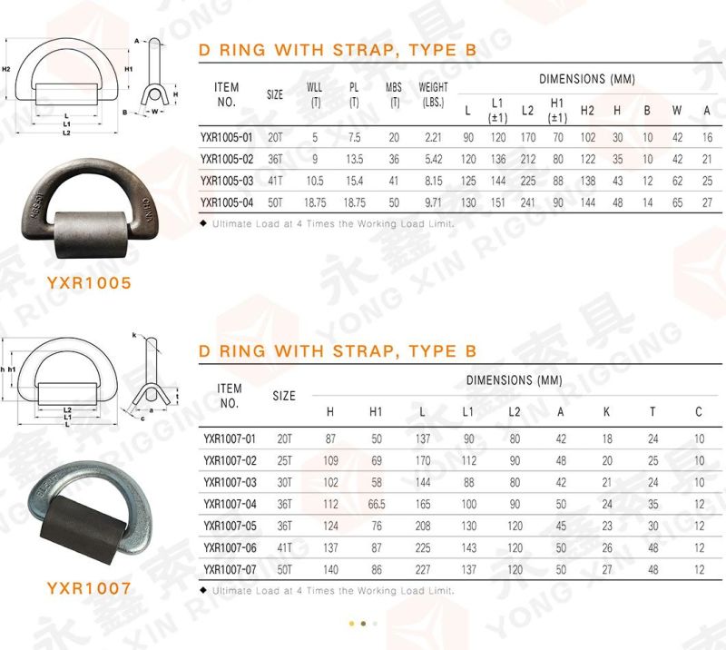 50t Forged Steel Weld on Container Lashing D Ring with Clip