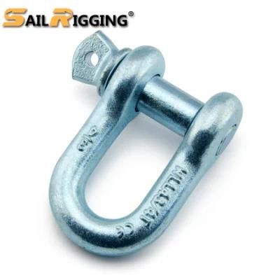 G210 Lifting Electro Galvanized Screw Pin Us Dee Type Carbon Steel Drop Forged Marine Rigging Chain D Shackle