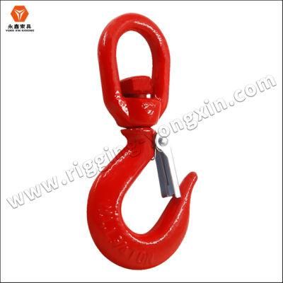 High Tensile Red G80 Forged Crane Rigging Alloy Steel G80 Swivel Selflock Hook for Lifting