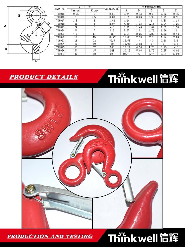 S320 Red Painted Forging Eye Hook with Latch