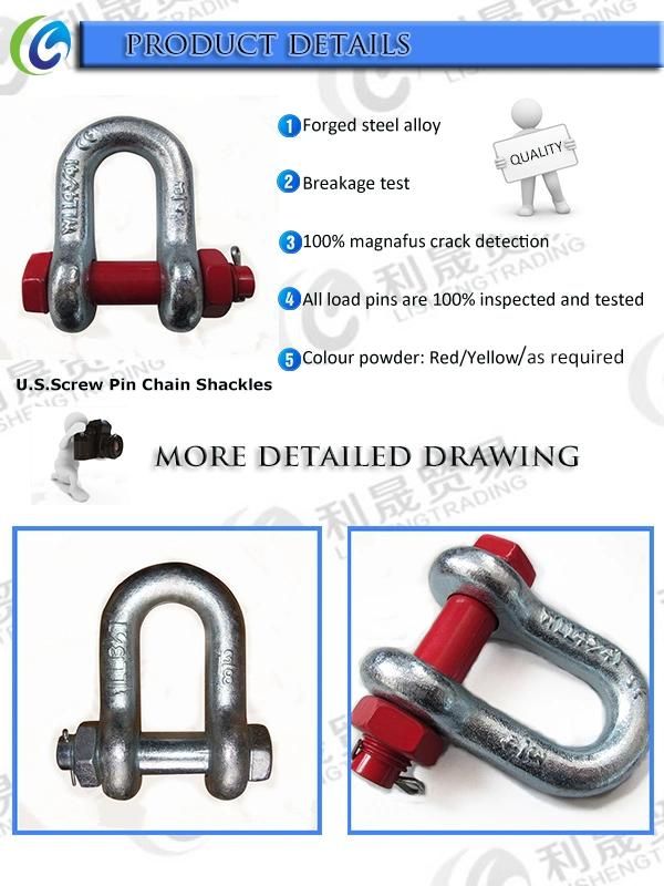 Us Type G2150 Adjustable Bow Shackle with Safety Bolt and Nut