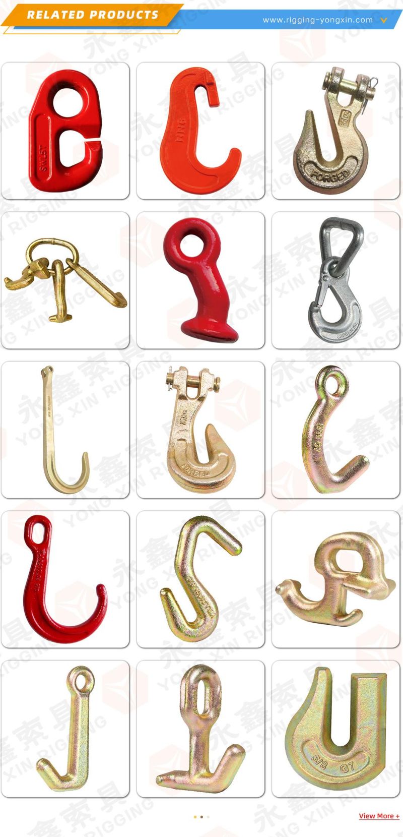 China Manufacturer G70 Galvanized Drop Forged Carbon Steel Us Type H330 Chain Lifting Clevis Grab Hook