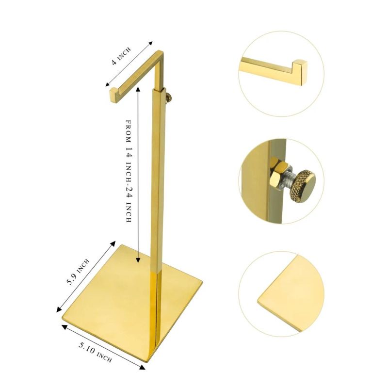 Adjustable Height Purses Display Stand Rack Polished Gold Hanging Bag Handbag Rack Display Stand