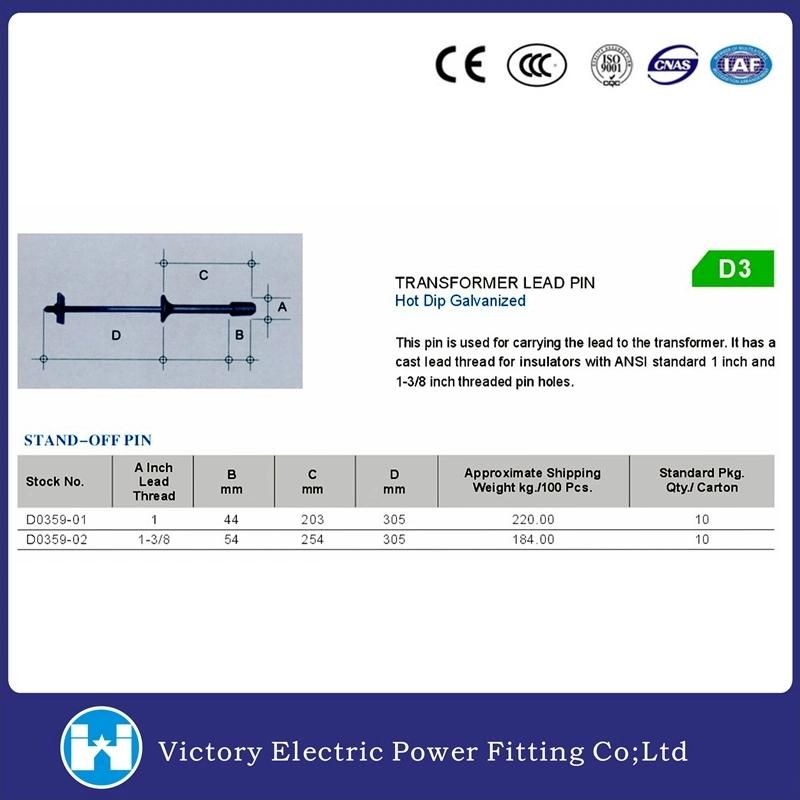 Pole Line Hardware Nylon Thread Insulator Pin