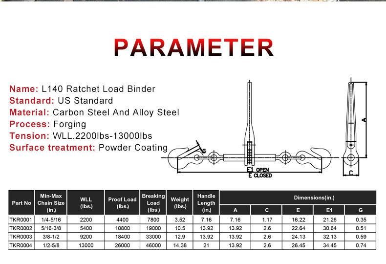 Forged Standard Ratchet Type Load Binder for Chain