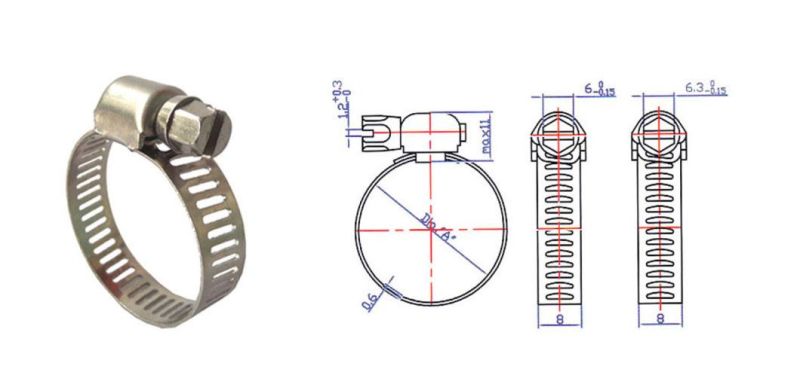 3/4" Iron Galvanized American Type Hose Clamp 8mm Width