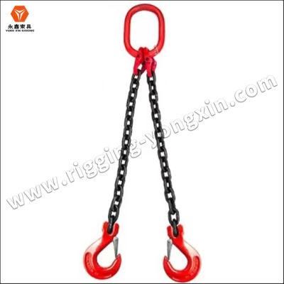 OEM 1 Leg 2 3 Limbs 4 Legs Sling 5 Ton 8mm G80 Red Choker Crane Webbing Oil Drum Master Link Chain Slings for Lifting