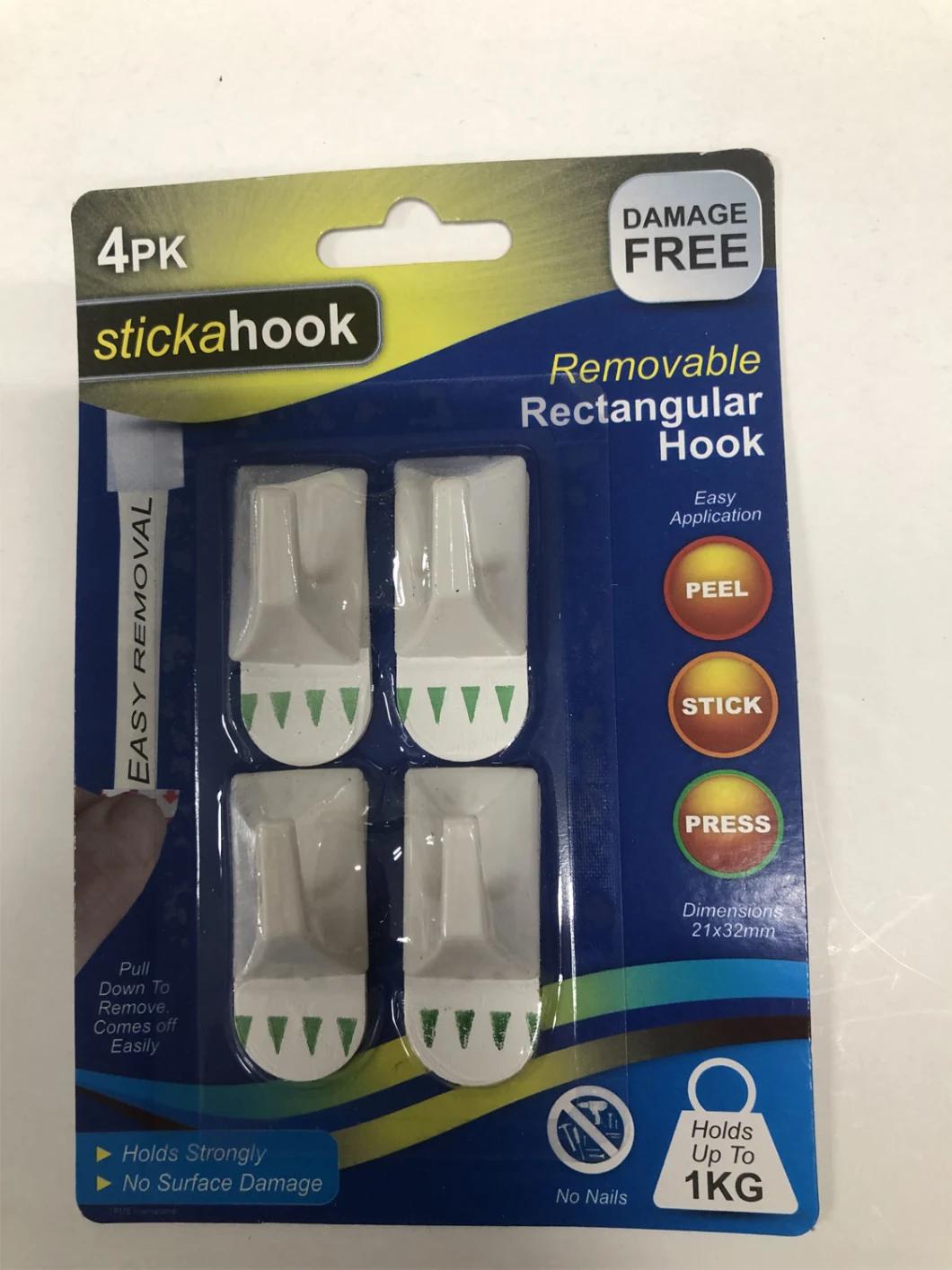 4 Mobile and Rotatable Square Plastic Hooks for Household Use